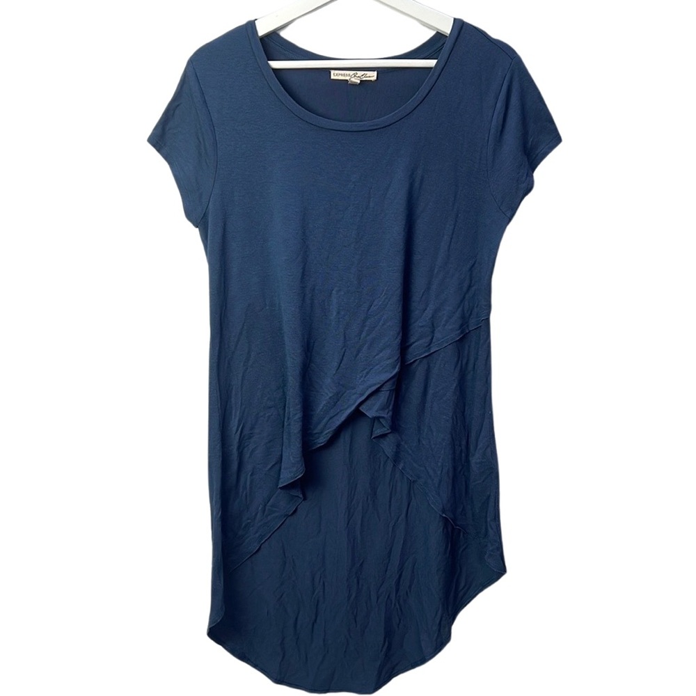 Express One Eleven High-Low T-Shirt in Blue